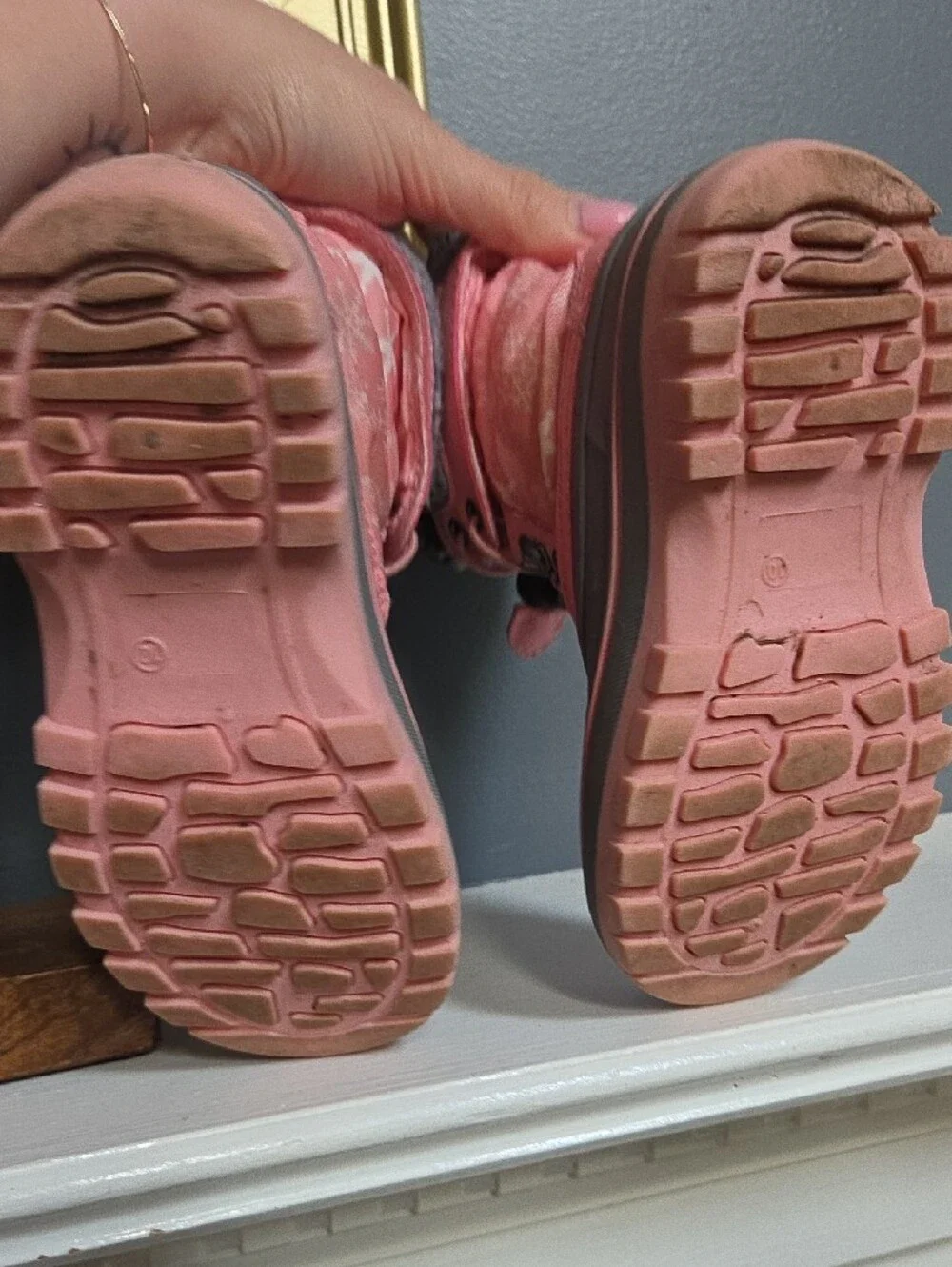 Kids Snow Boots - Pink and Gray Winter Boot Size 10